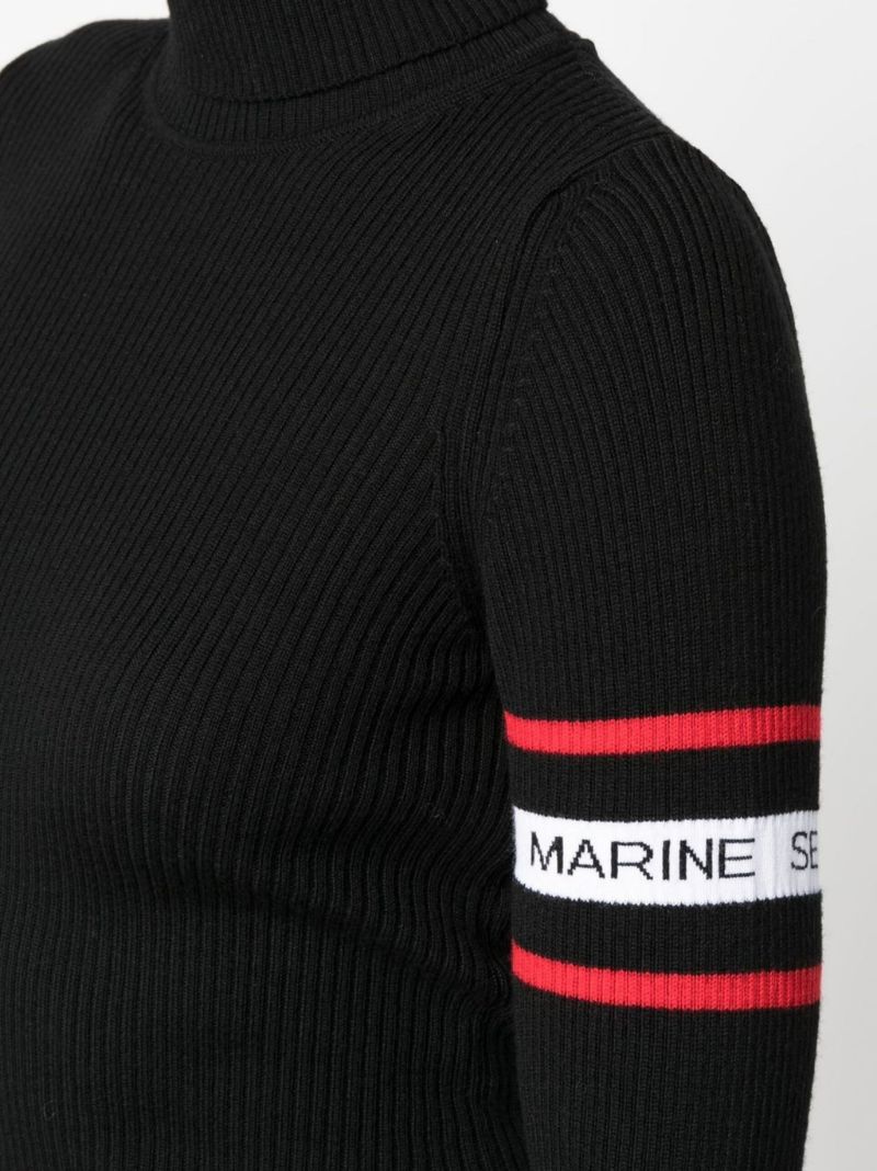 Black Ribbed Turtleneck Sweater