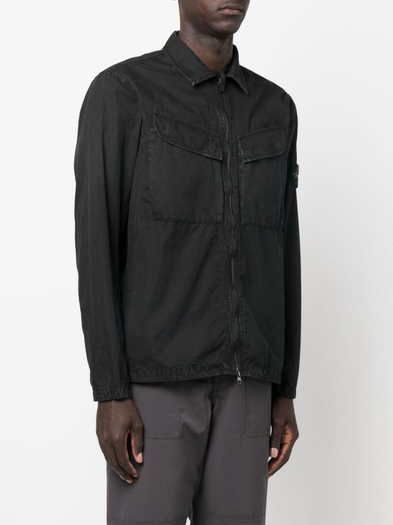 Black Cotton Shirt Jacket
