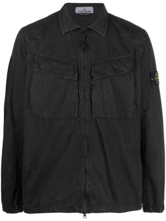 Black Cotton Shirt Jacket