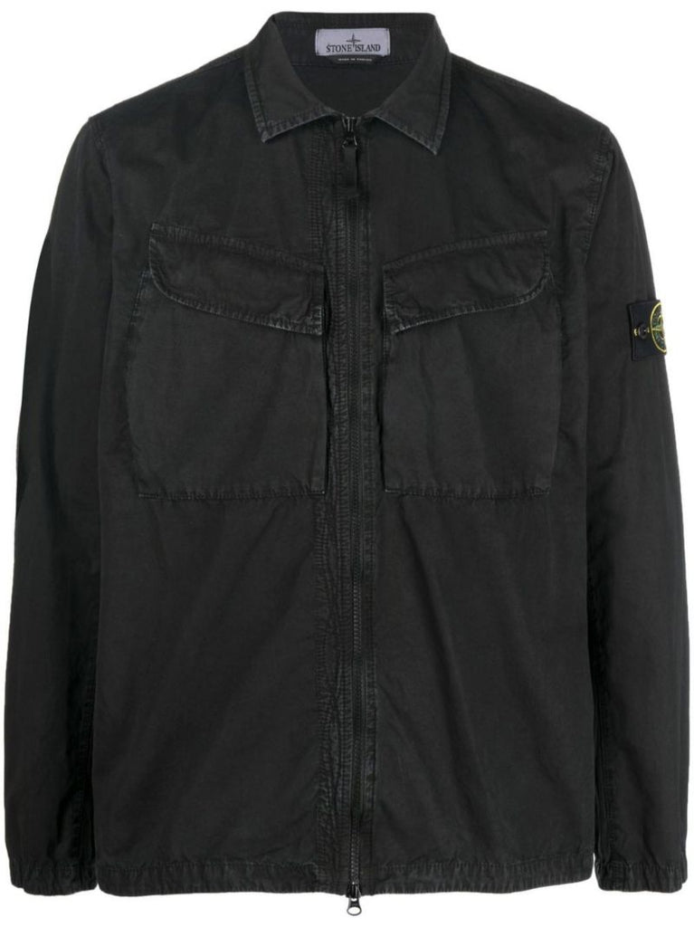Black Cotton Shirt Jacket