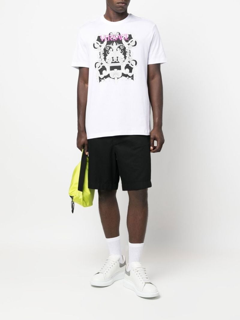 White Graphic Baroque Print T-shirt