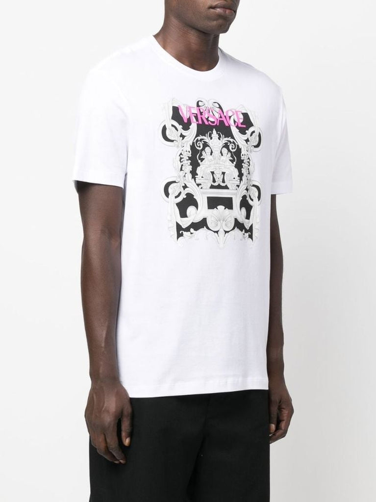 White Graphic Baroque Print T-shirt