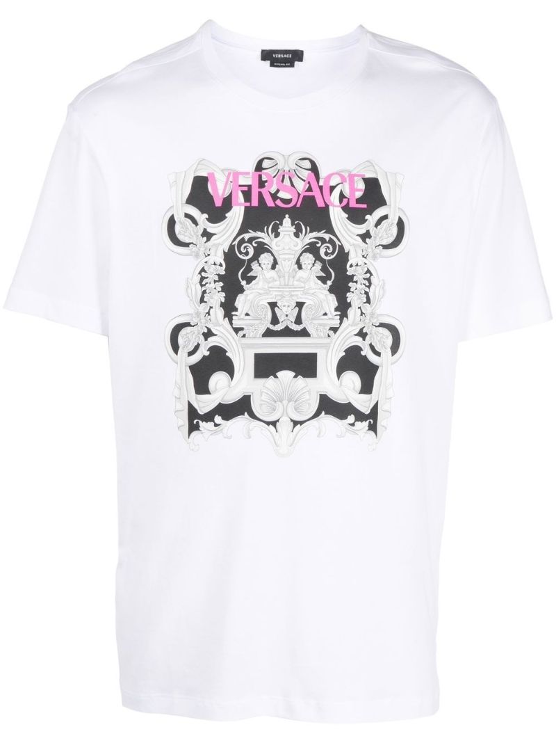 White Graphic Baroque Print T-shirt