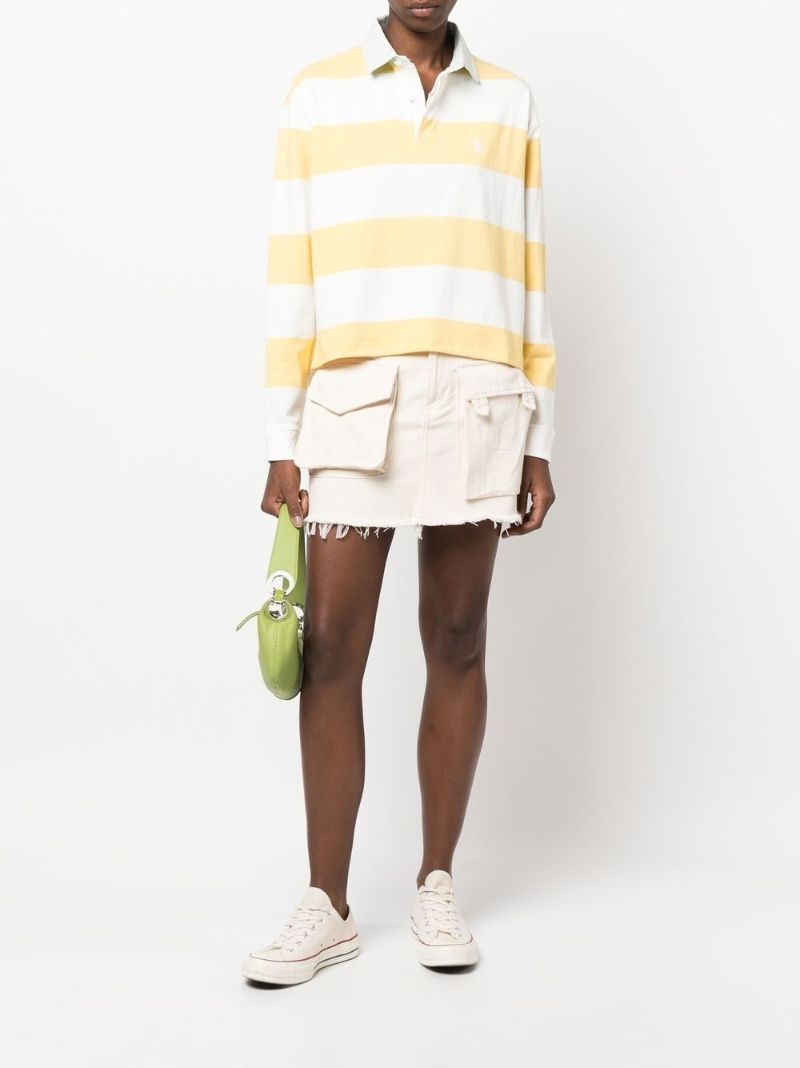 Yellow Logo Striped Cotton Rugby Shirt