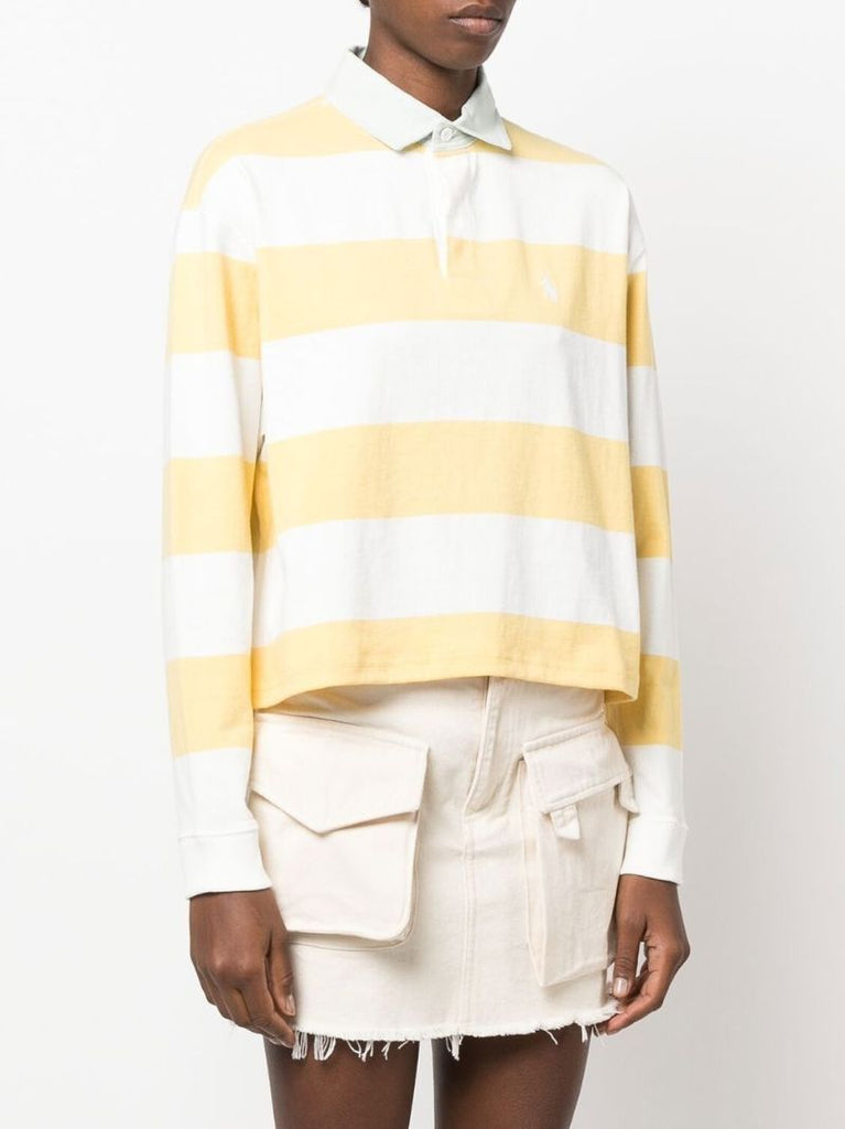 Yellow Logo Striped Cotton Rugby Shirt