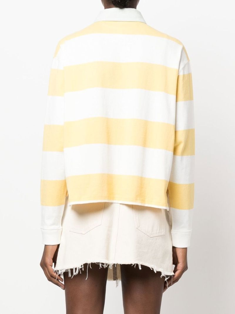 Yellow Logo Striped Cotton Rugby Shirt