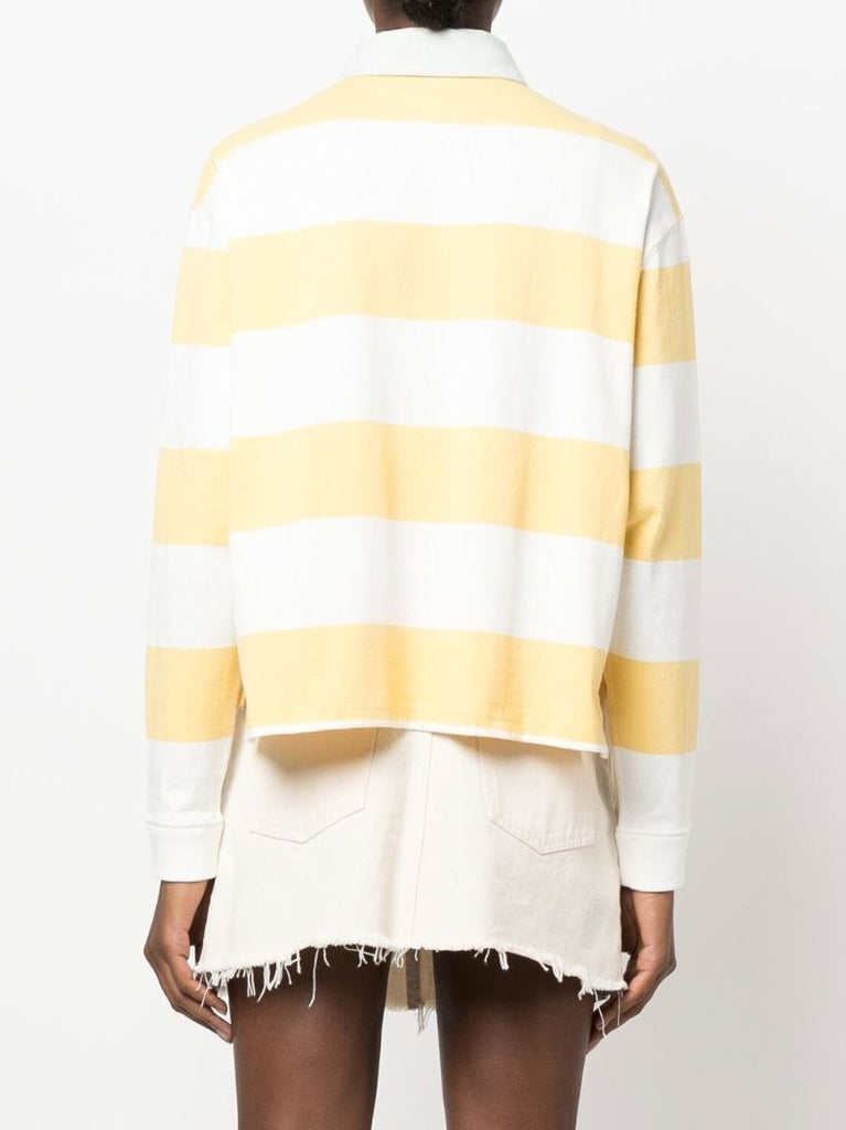 Yellow Logo Striped Cotton Rugby Shirt