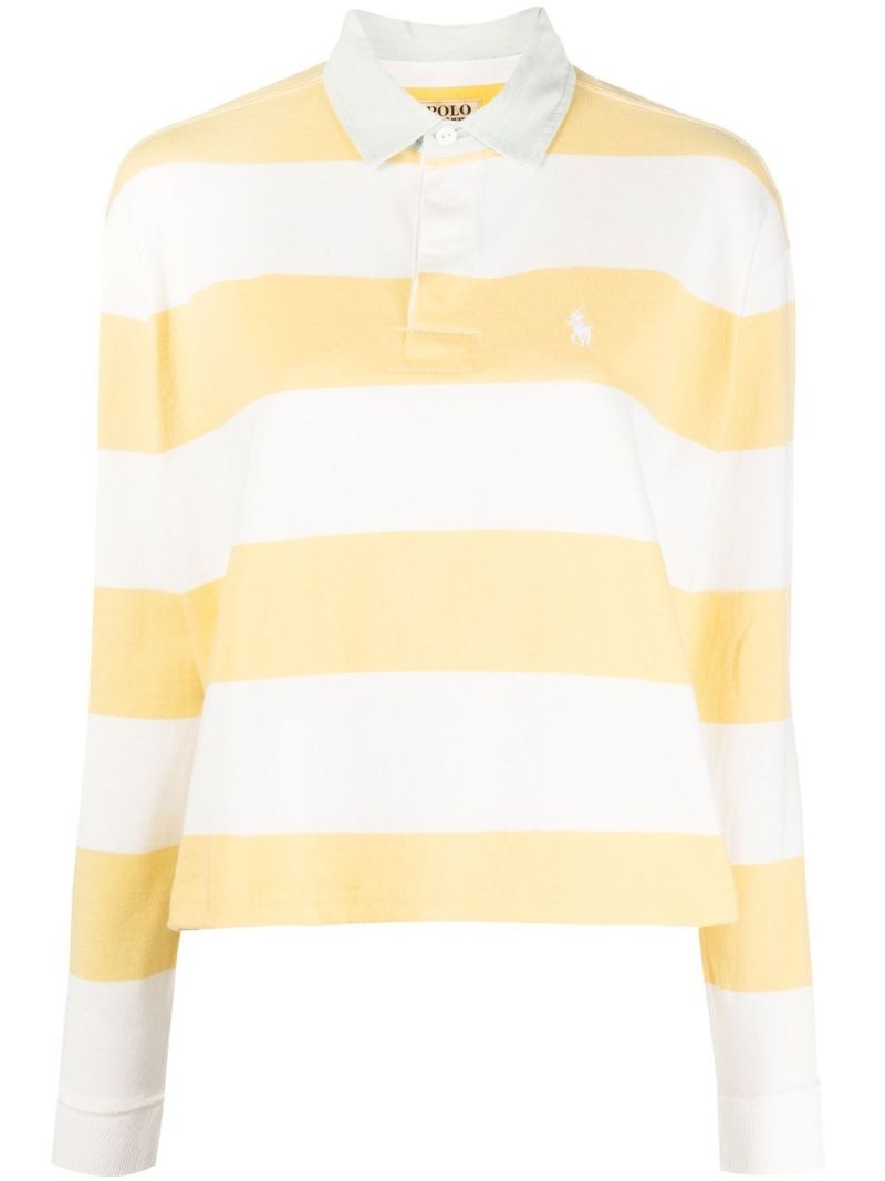 Yellow Logo Striped Cotton Rugby Shirt