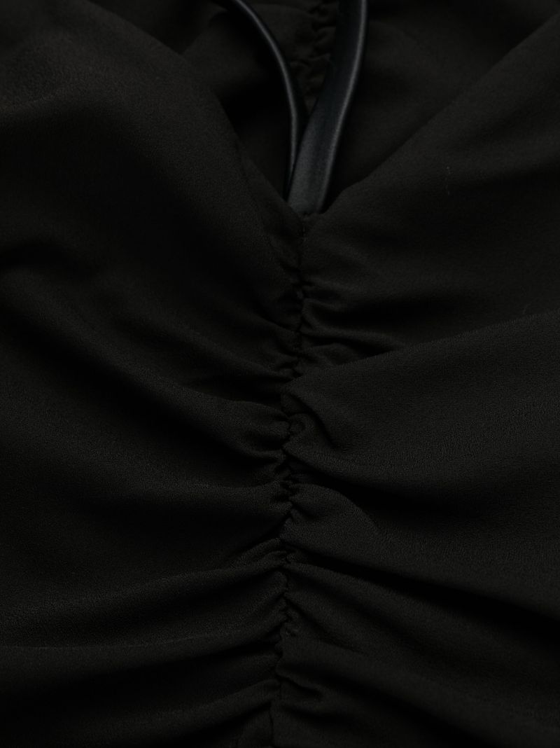 Black Medusa Ruched Midi Dress
