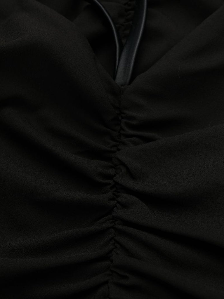 Black Medusa Ruched Midi Dress