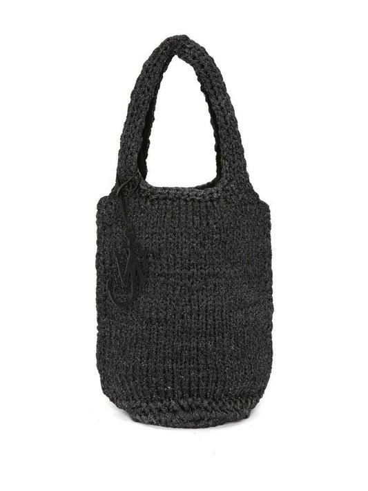 Black Knitted Shopper Tote Bag