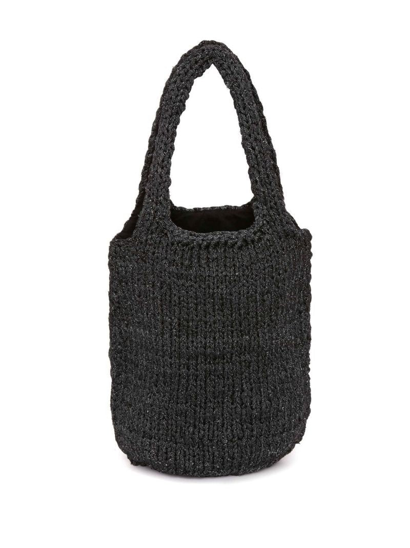 Black Knitted Shopper Tote Bag