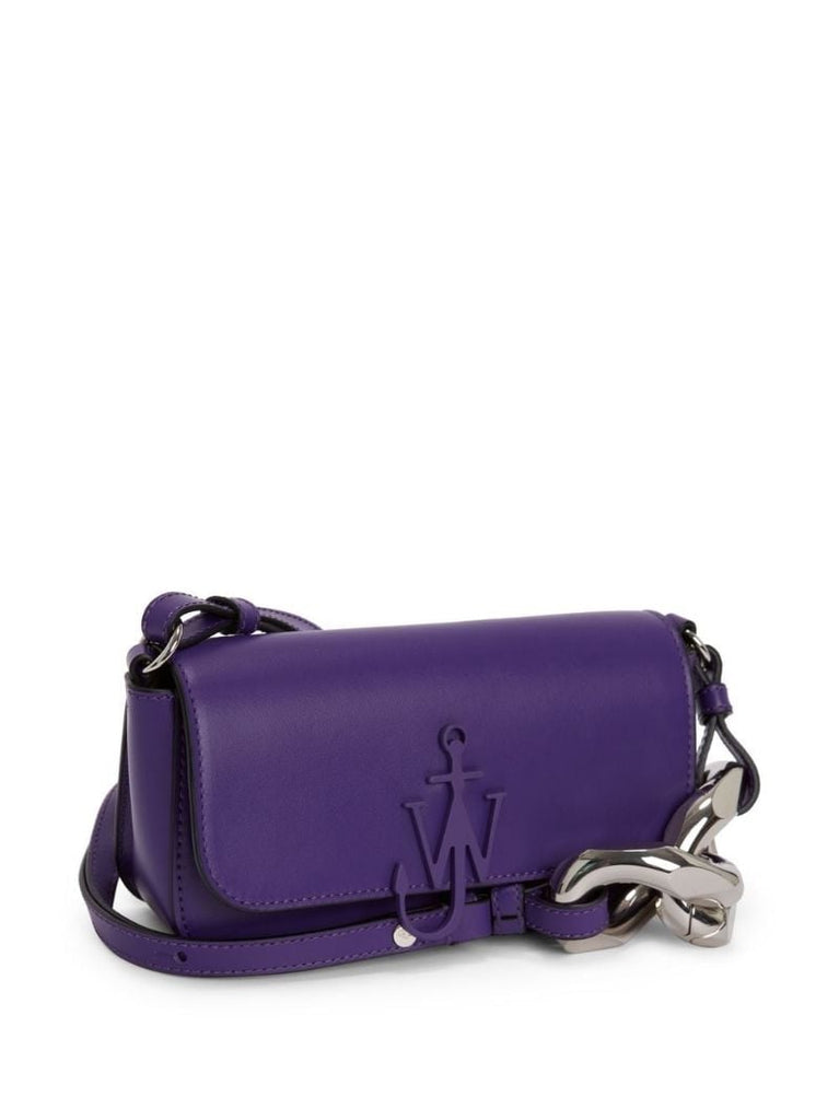 Purple Chain Anchor Leather Shoulder Bag