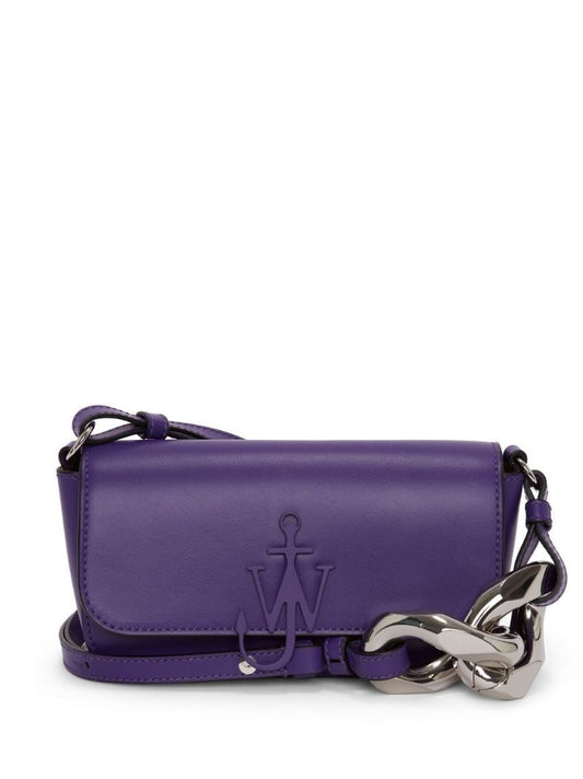 Purple Chain Anchor Leather Shoulder Bag