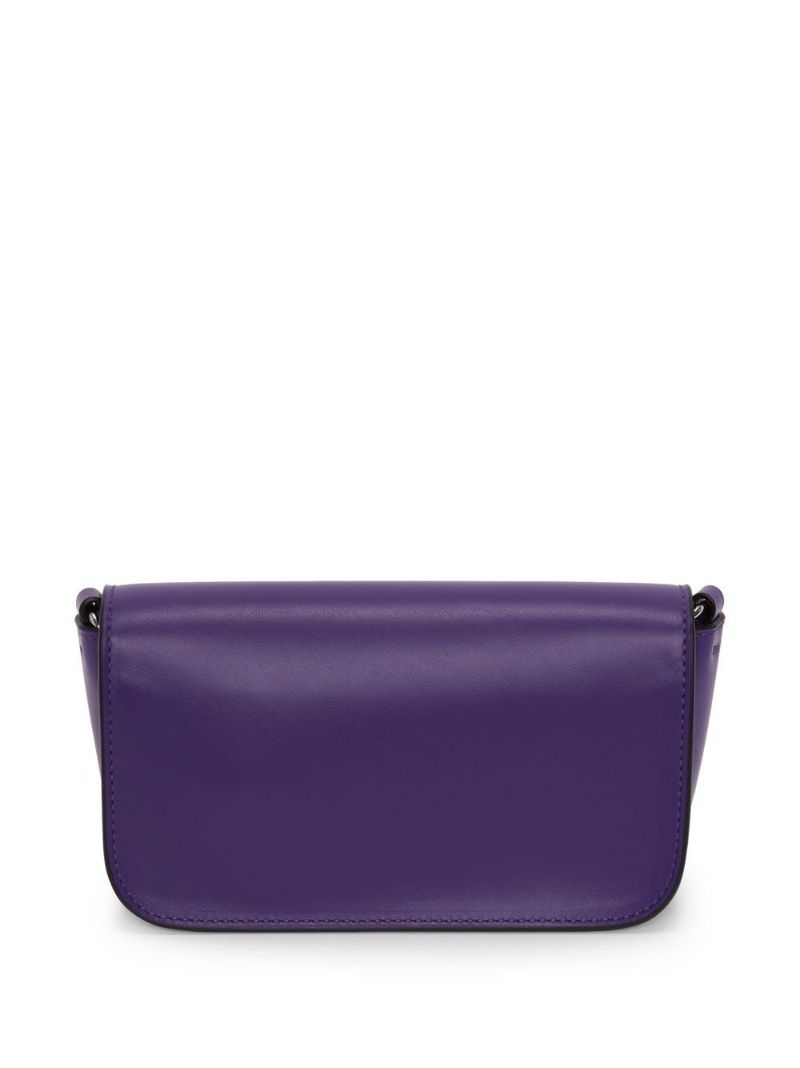 Purple Chain Anchor Leather Shoulder Bag