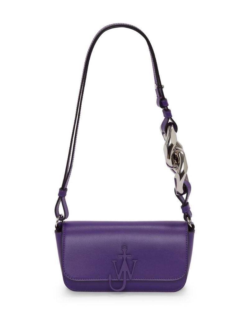 Purple Chain Anchor Leather Shoulder Bag