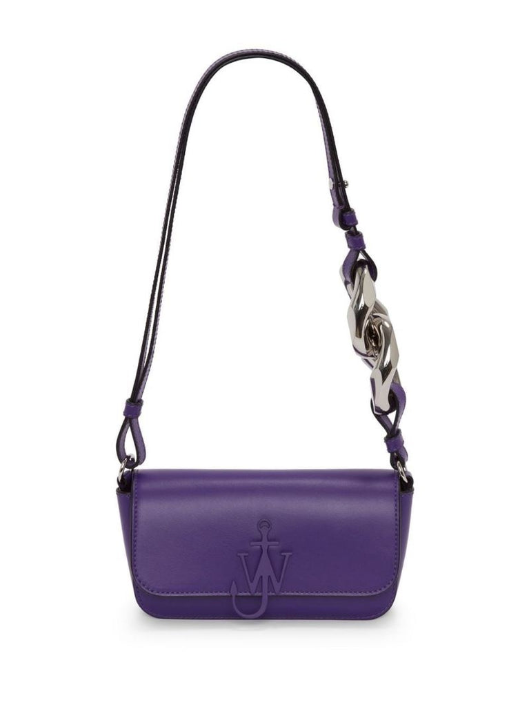 Purple Chain Anchor Leather Shoulder Bag