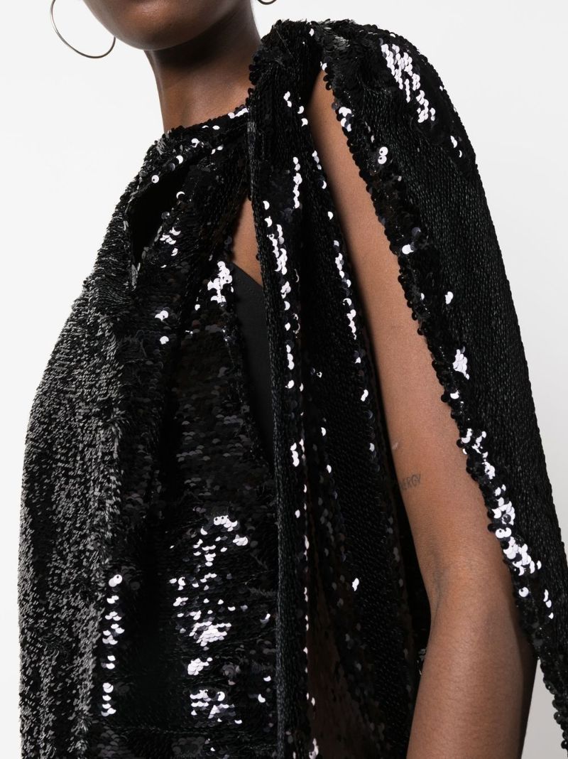 Black Asymmetric Sequin Mini Dress