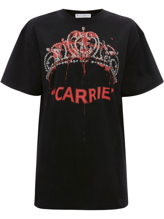 Black Carrie Print Cotton T-shirt