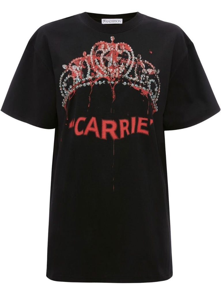 Black Carrie Print Cotton T-shirt