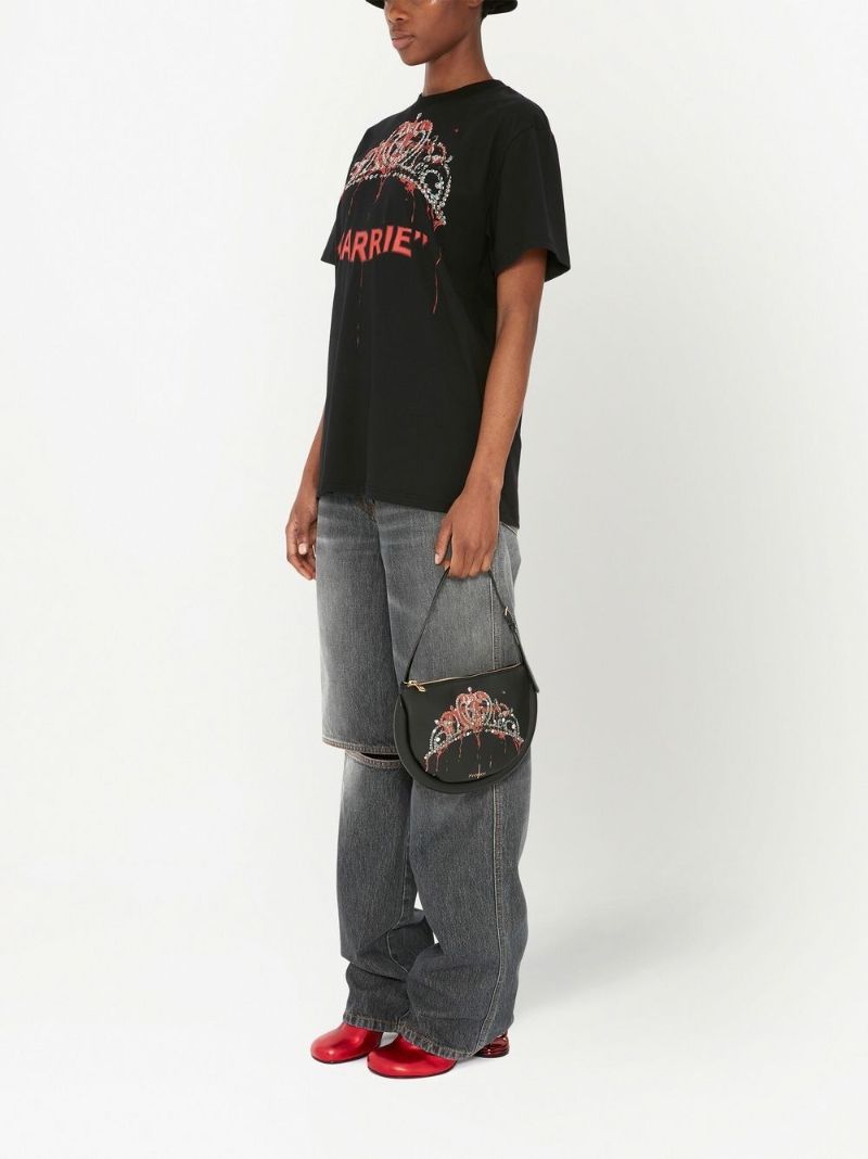 Black Carrie Print Cotton T-shirt