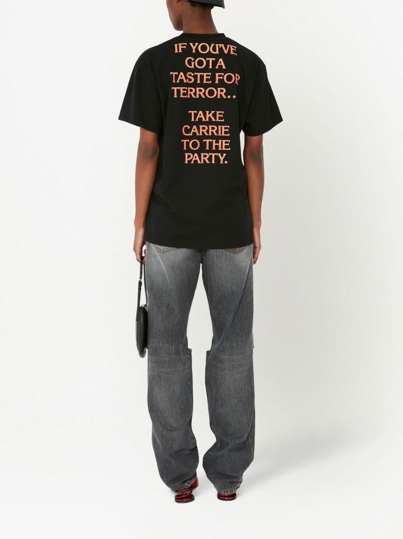 Black Carrie Print Cotton T-shirt
