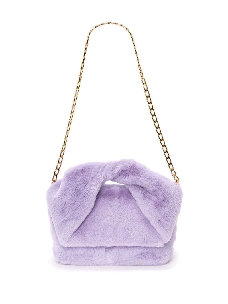 Purple Twister Faux Fur Shoulder Bag