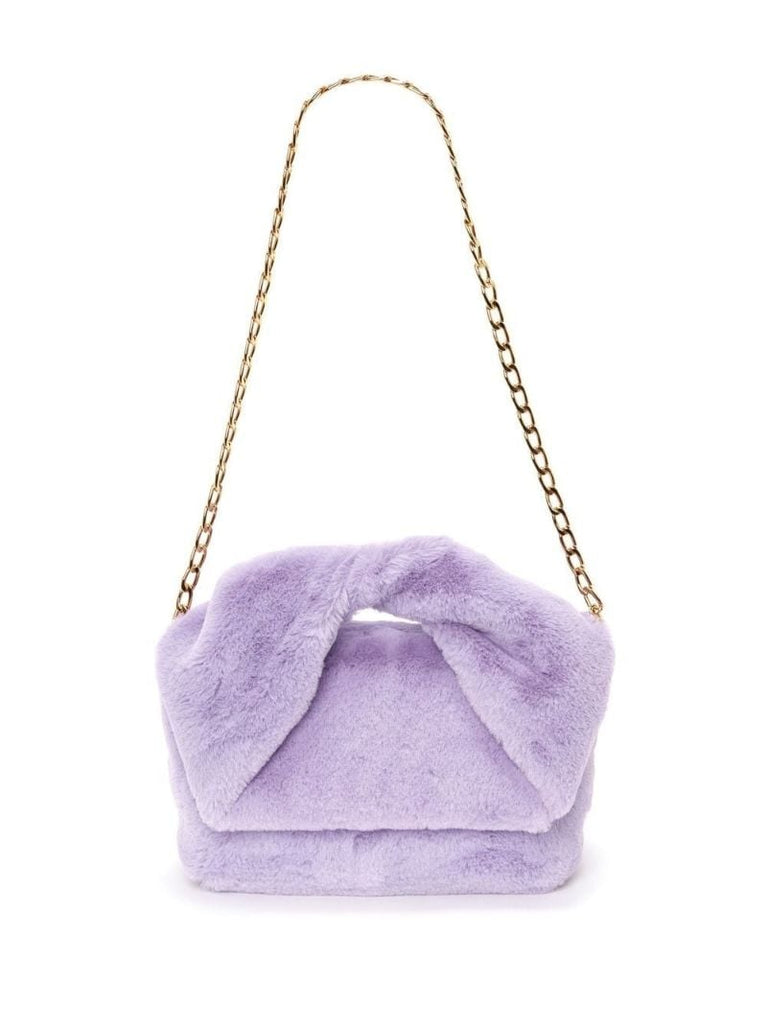 Purple Twister Faux Fur Shoulder Bag