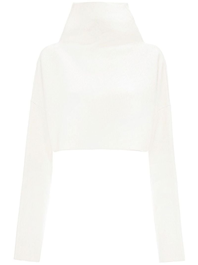 White Cut-out Cropped Jumper