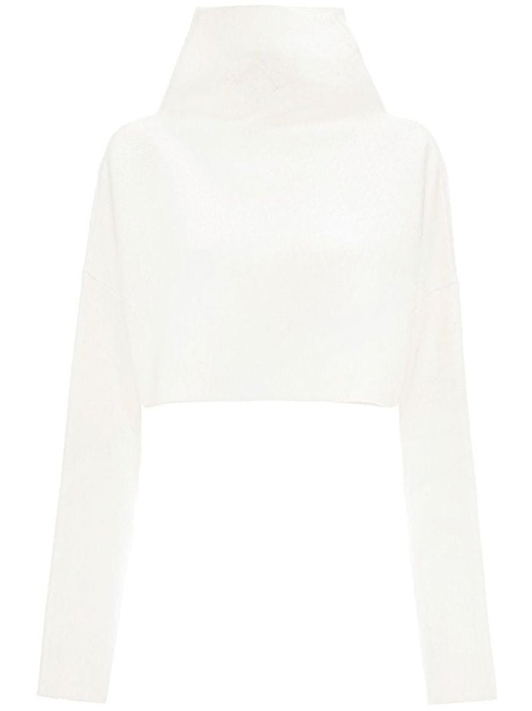 White Cut-out Cropped Jumper