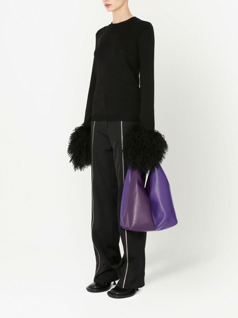 Black Pom Pom Cuff Sweater
