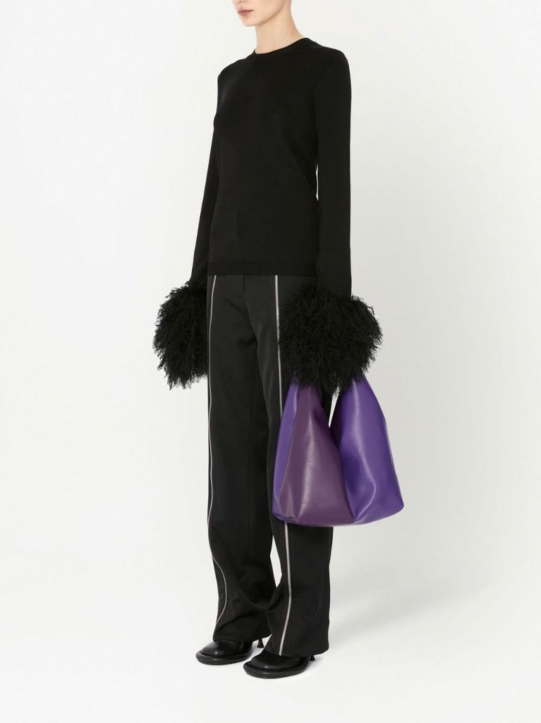 Black Pom Pom Cuff Sweater