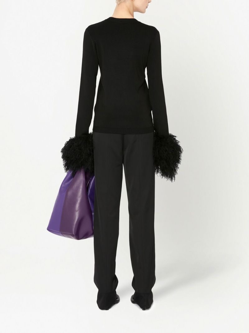 Black Pom Pom Cuff Sweater