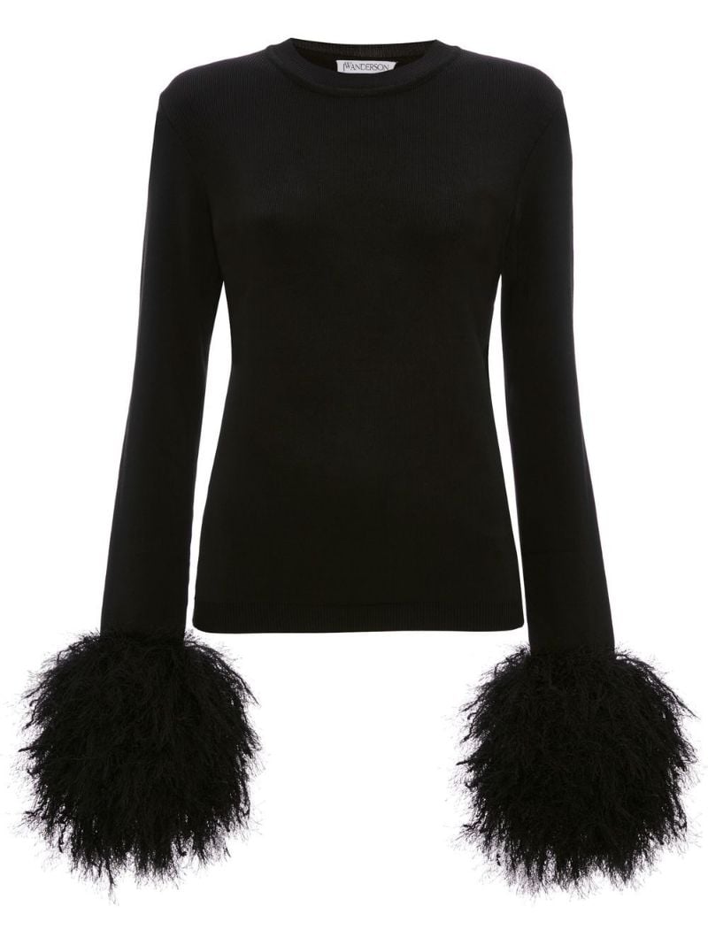 Black Pom Pom Cuff Sweater