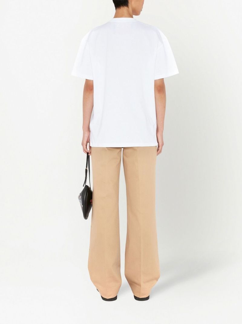 White Carrie Print Cotton T-shirt