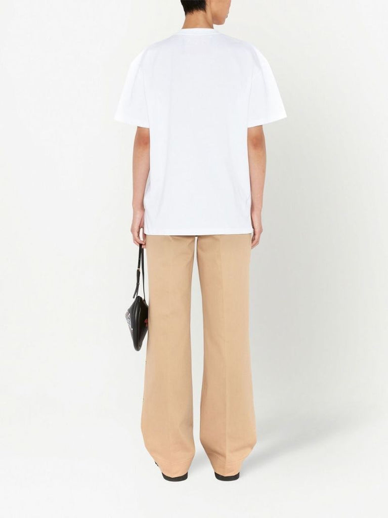 White Carrie Print Cotton T-shirt