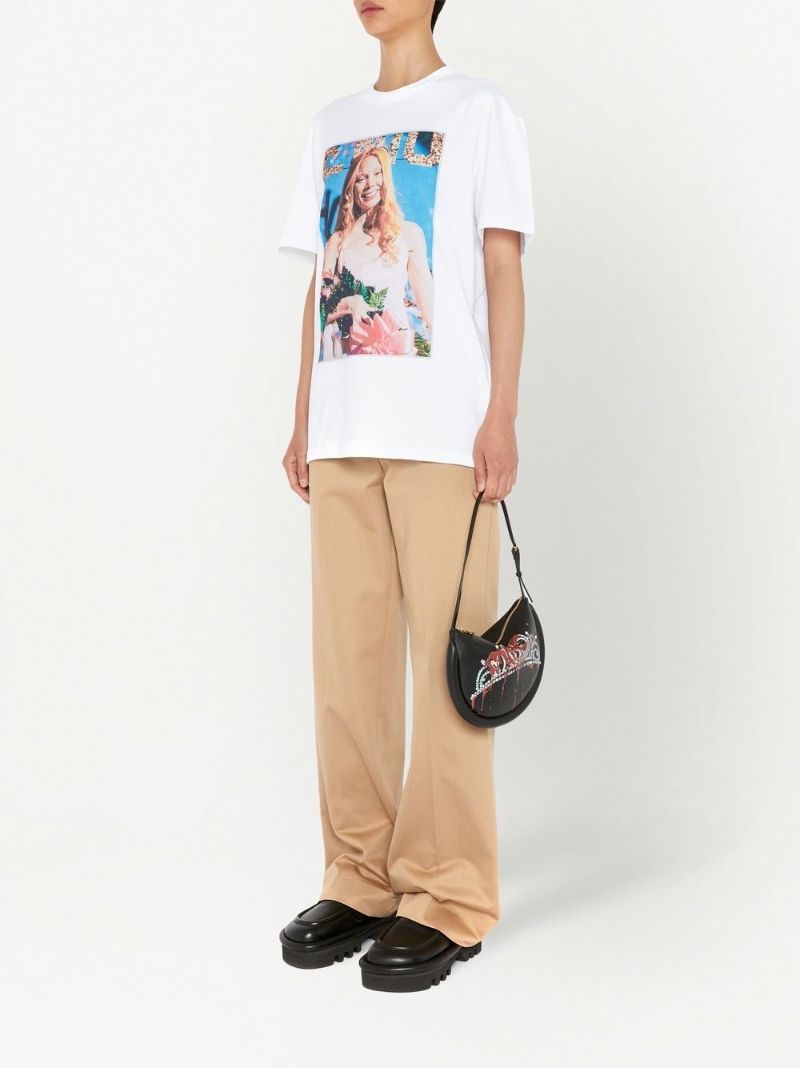 White Carrie Print Cotton T-shirt
