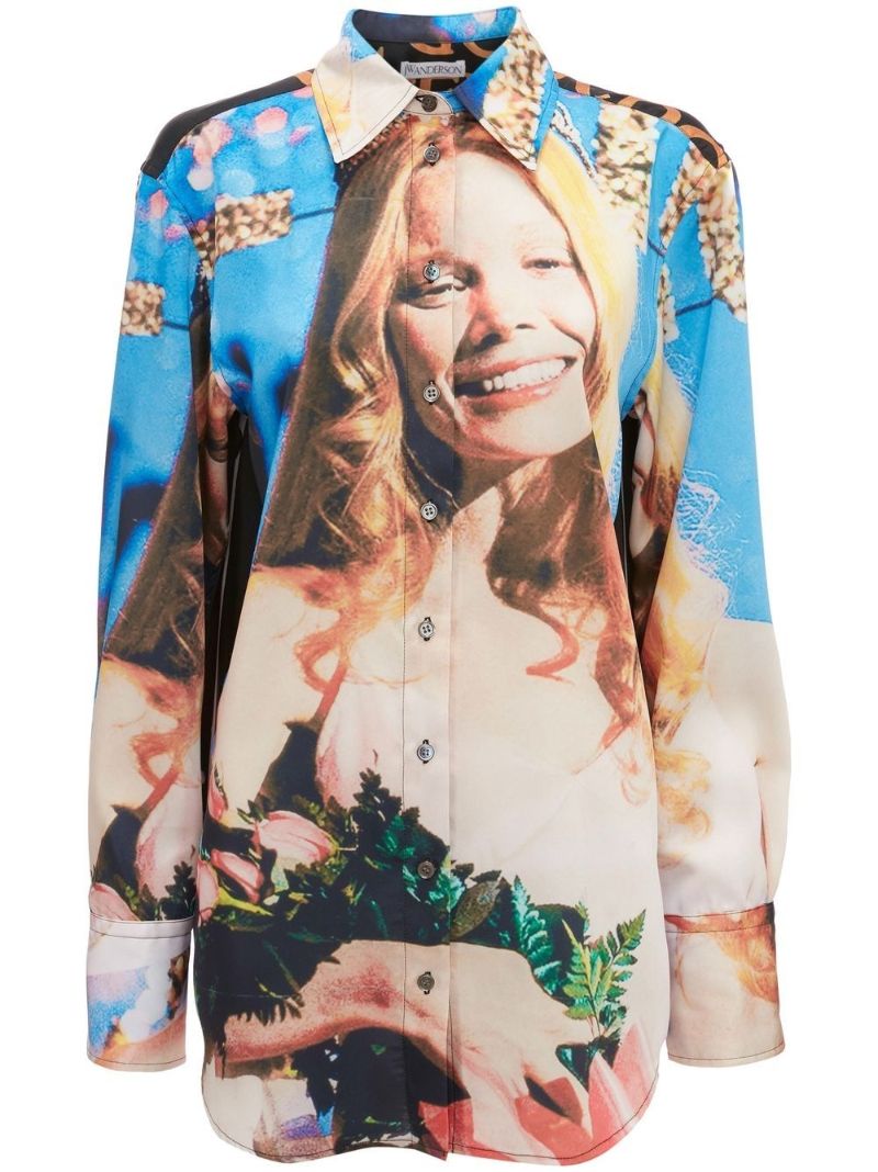 Blue Carrie Print Long-sleeve Shirt