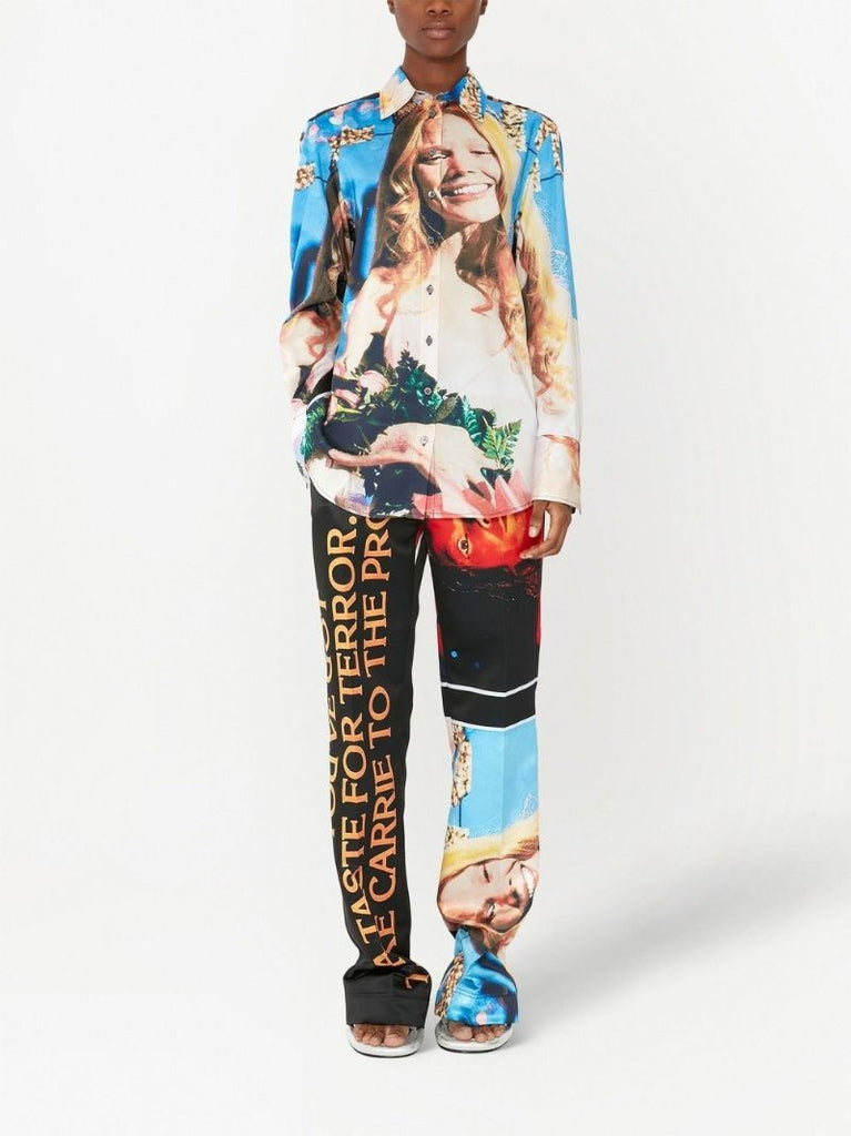 Blue Carrie Print Long-sleeve Shirt
