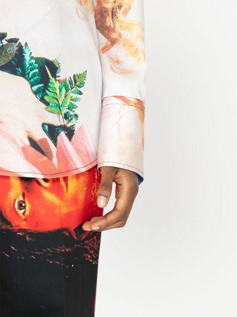 Blue Carrie Print Long-sleeve Shirt