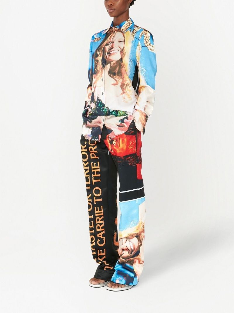 Blue Carrie Print Long-sleeve Shirt