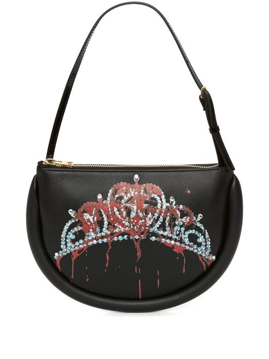 Black Carrie Bumper-moon Leather Shoulder Bag