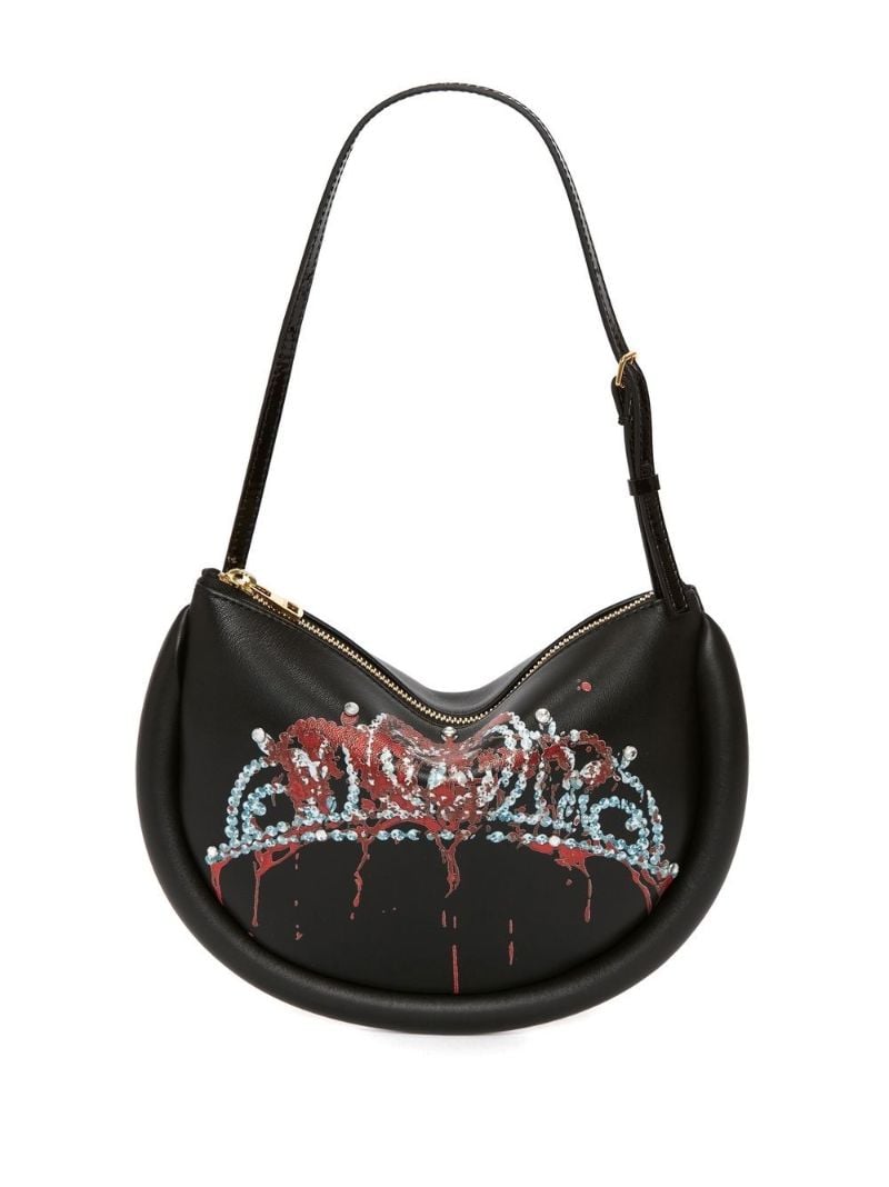 Black Carrie Bumper-moon Leather Shoulder Bag