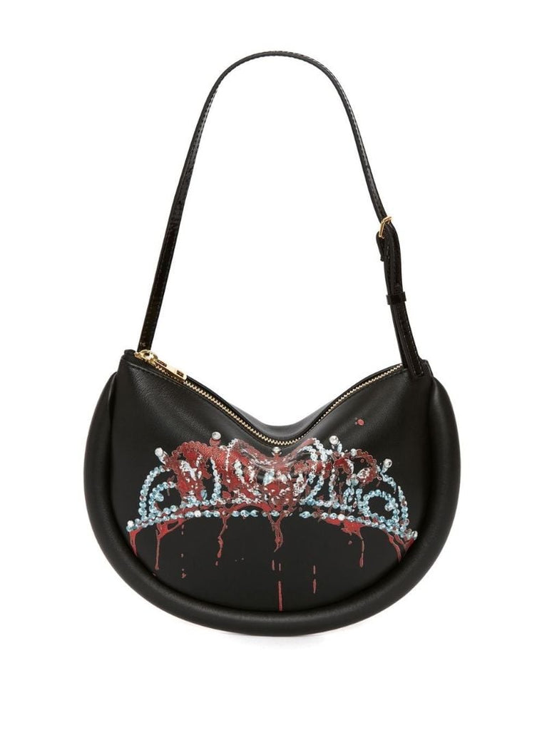 Black Carrie Bumper-moon Leather Shoulder Bag