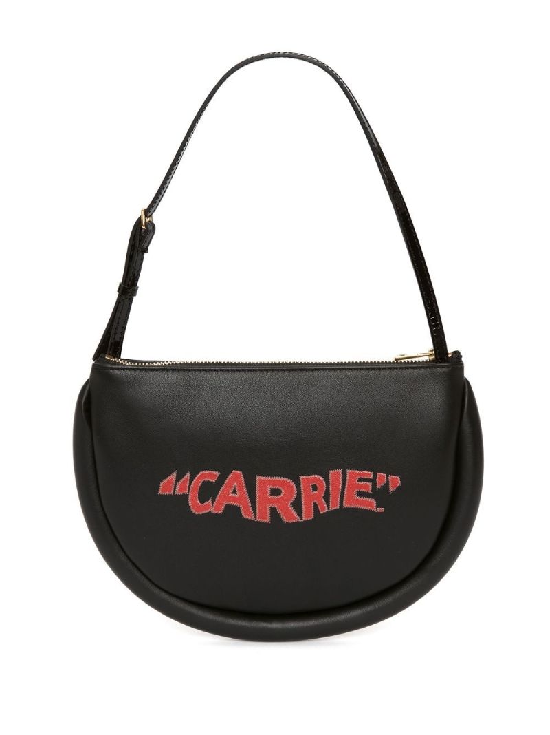 Black Carrie Bumper-moon Leather Shoulder Bag