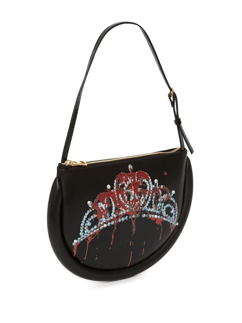 Black Carrie Bumper-moon Leather Shoulder Bag