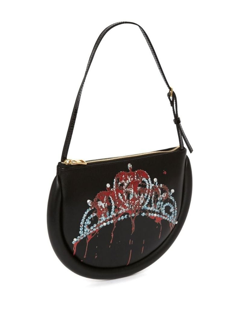 Black Carrie Bumper-moon Leather Shoulder Bag