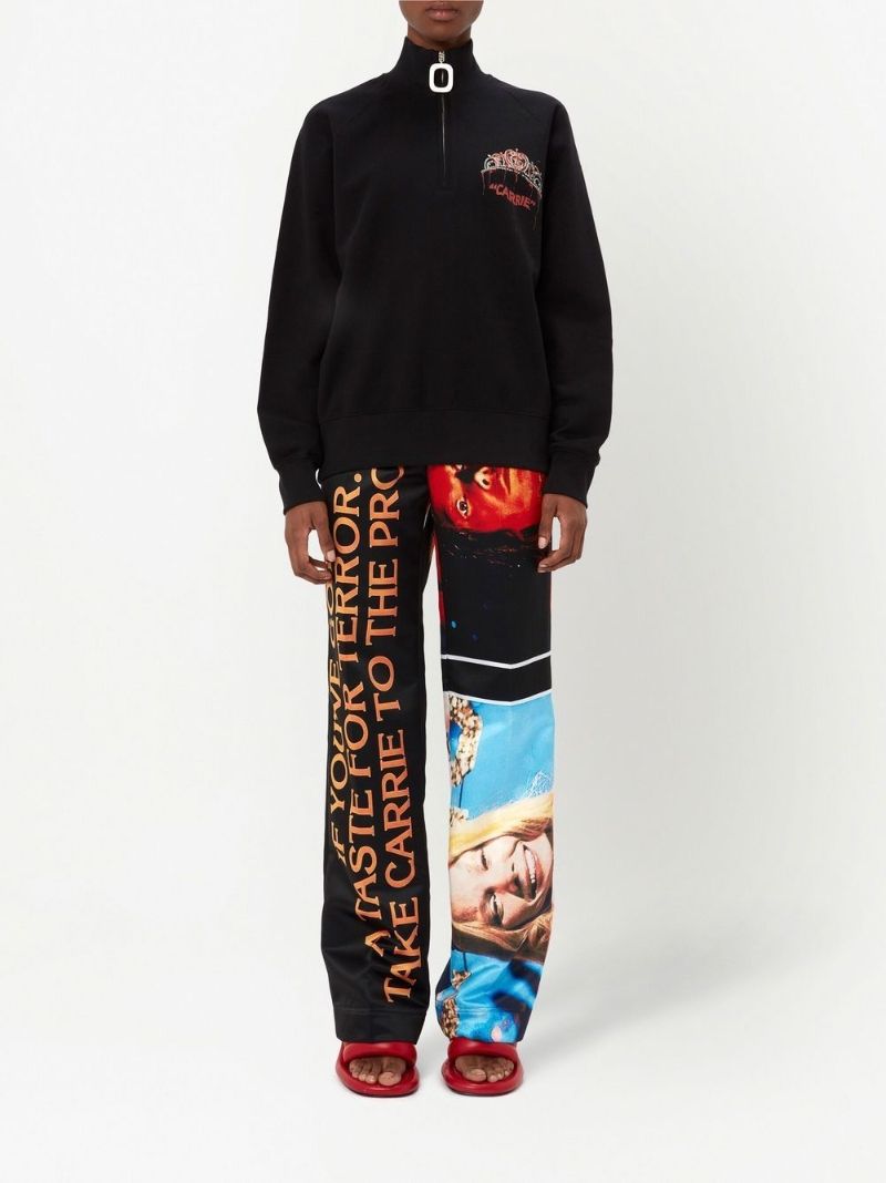 Black Carrie Tiara Print Half-zip Sweatshirt