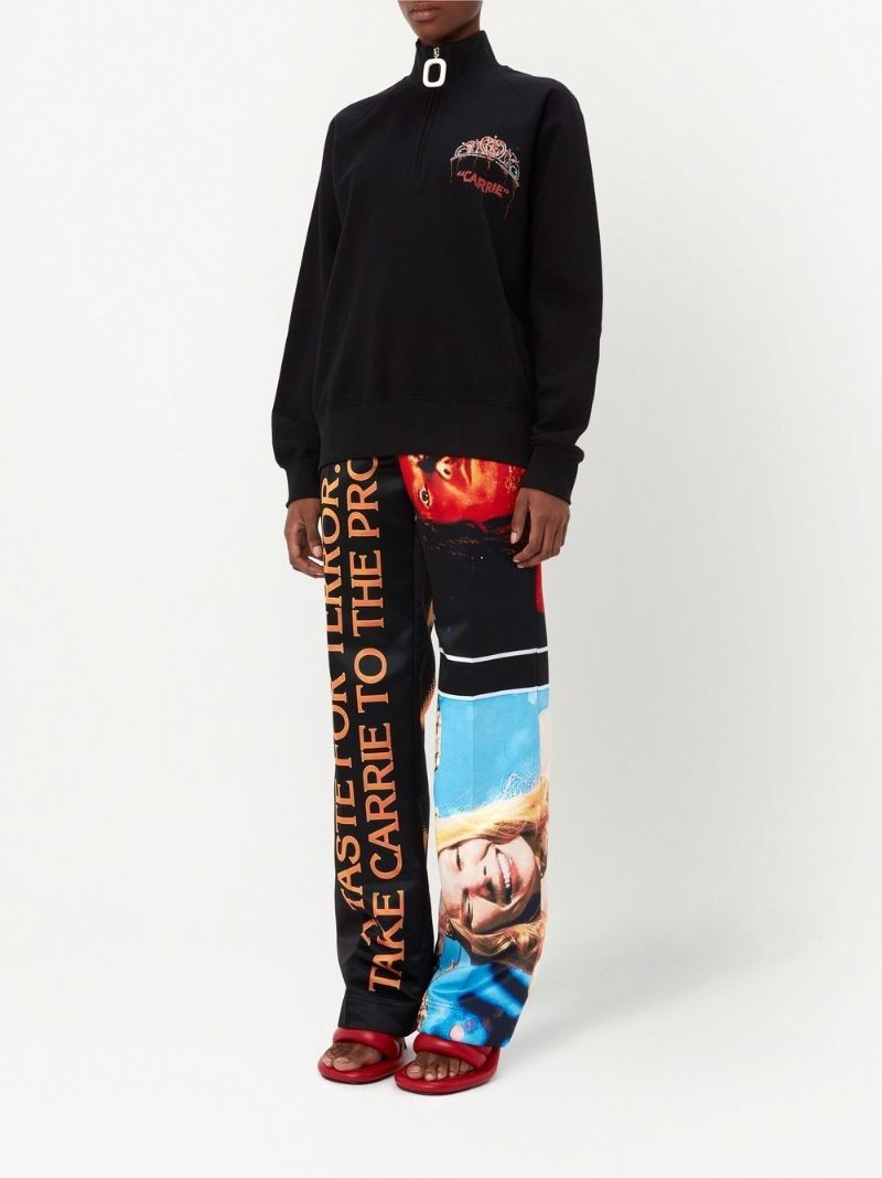 Black Carrie Tiara Print Half-zip Sweatshirt