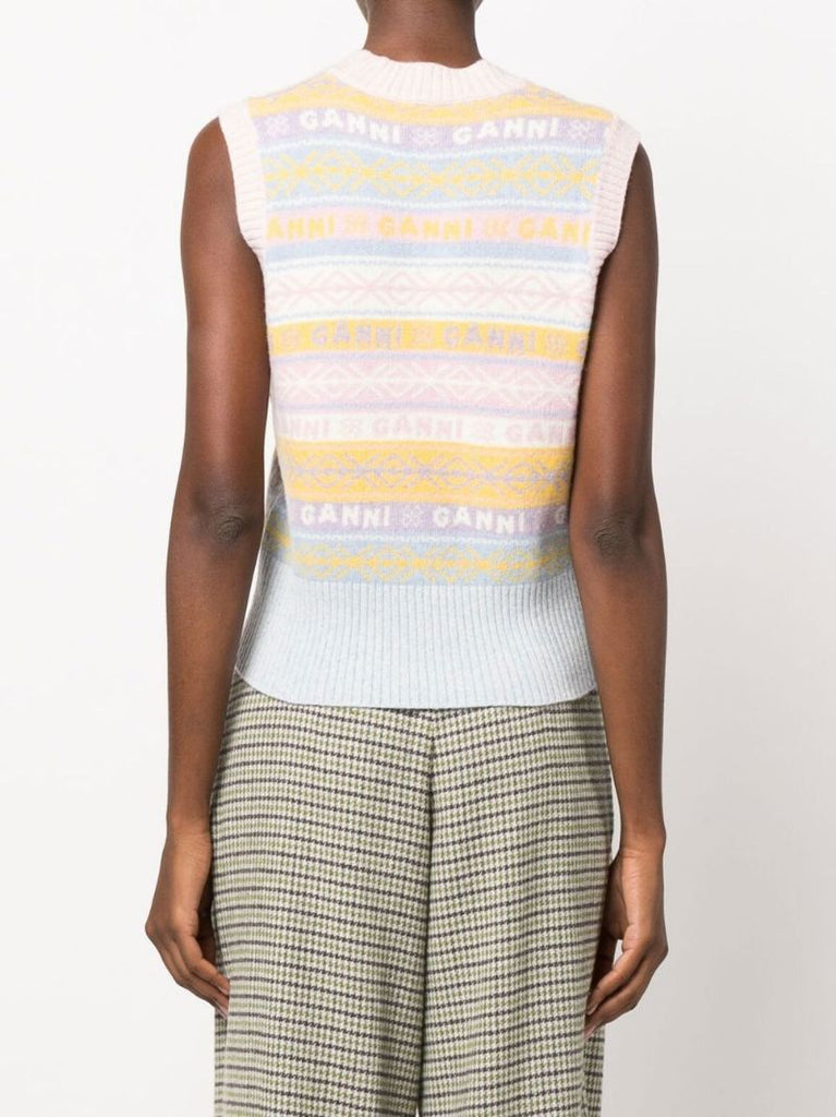 Pink Striped Logo Knit Vest